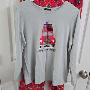 Avon Gray Pajama Set with Red Festive Truck